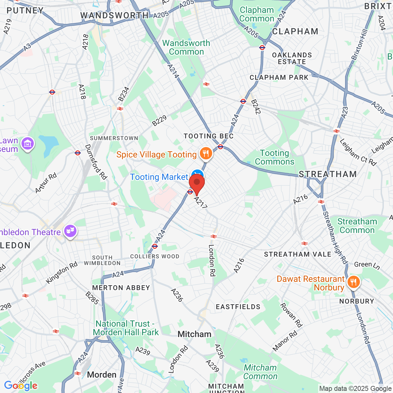 Map showing location of 65-67, Mitcham Road, London, United Kingdom, SW17 9PB