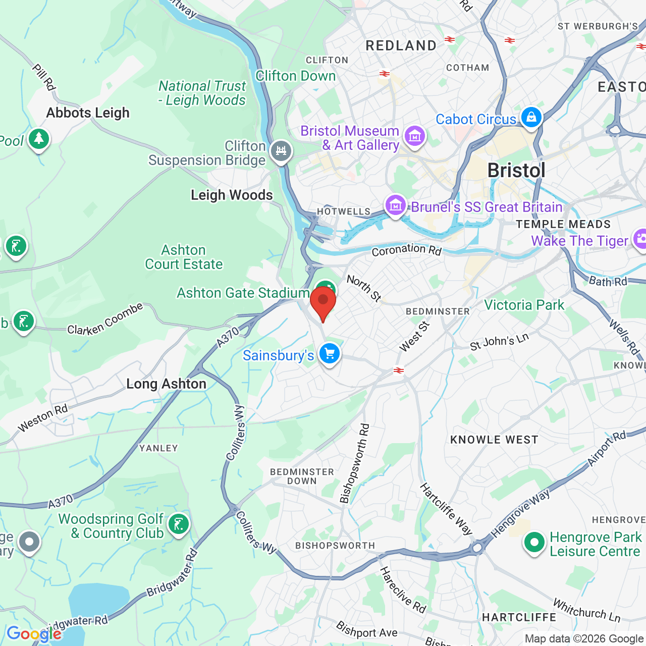 Map showing location of Winterstoke Road, Bristol, United Kingdom, BS3 2LF