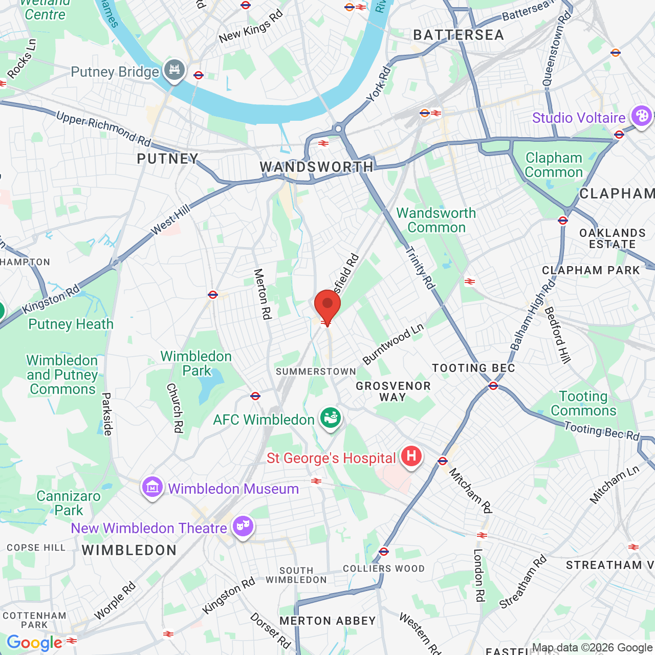 Map showing location of 527, Garratt Lane, London, United Kingdom, SW18 4SR
