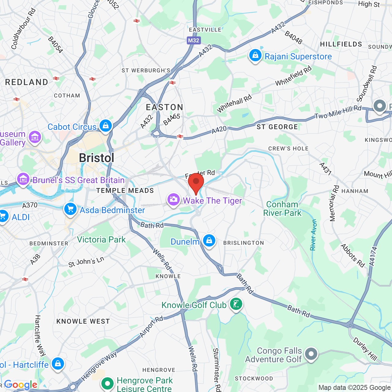 Map showing location of Bristol, United Kingdom, BS2 0SP