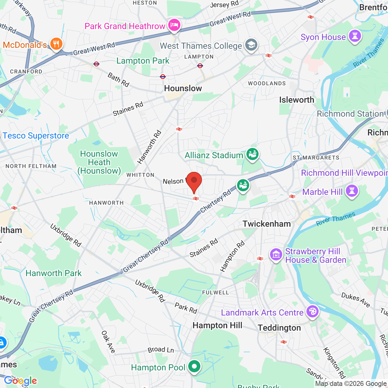 Map showing location of 106, High Street Whitton, Twickenham, United Kingdom, TW2 7LN