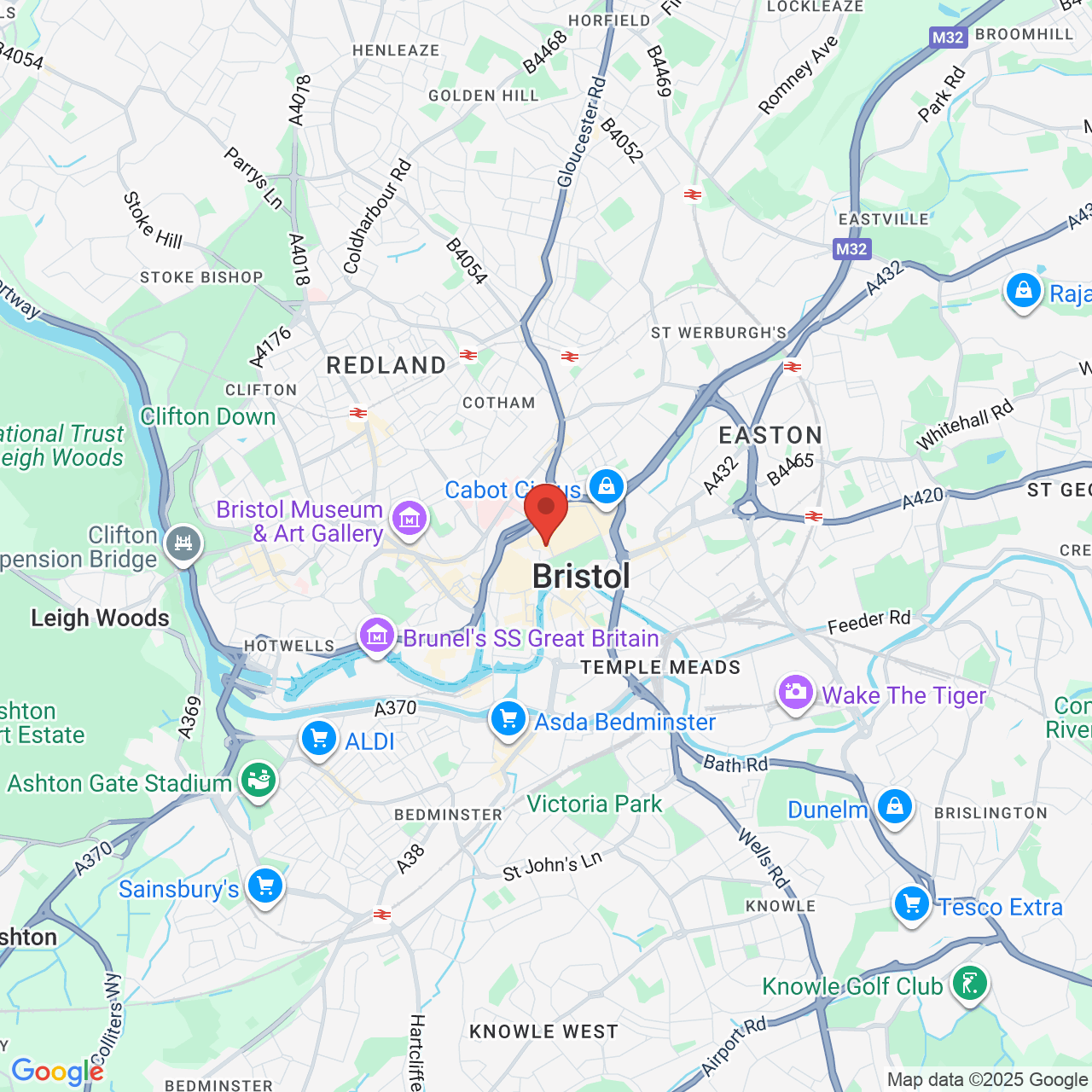 Map showing location of Bristol, United Kingdom, BS1 2DF