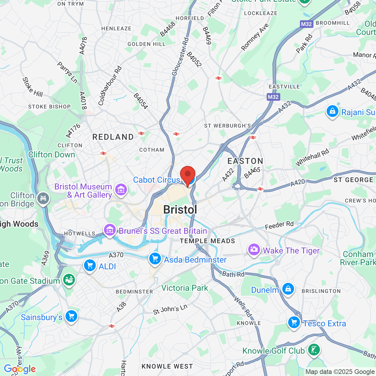 Map showing location of Bristol, United Kingdom, BS1 3BX