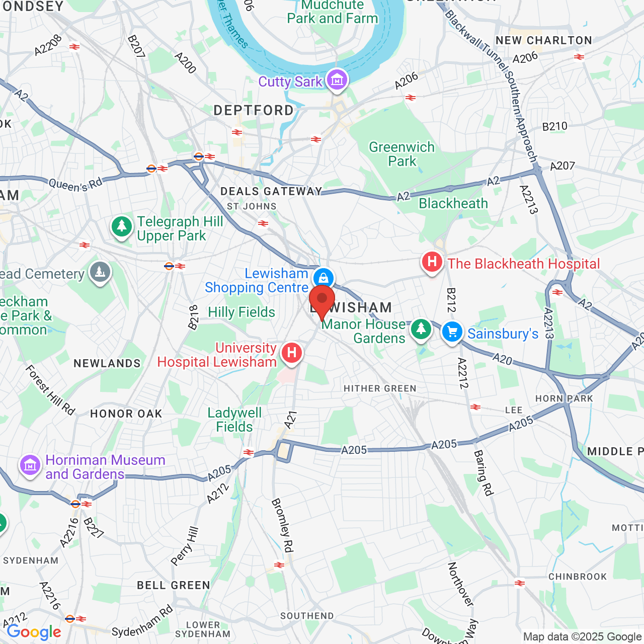 Map showing location of 217, Lewisham High Street, London, United Kingdom, SE13 6LY