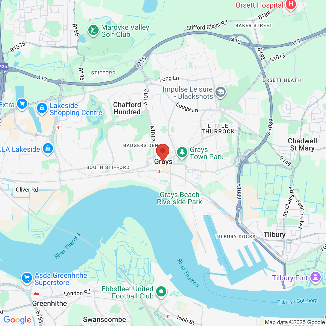 Map showing location of 6-8, High Street, Grays, United Kingdom, RM17 6LU