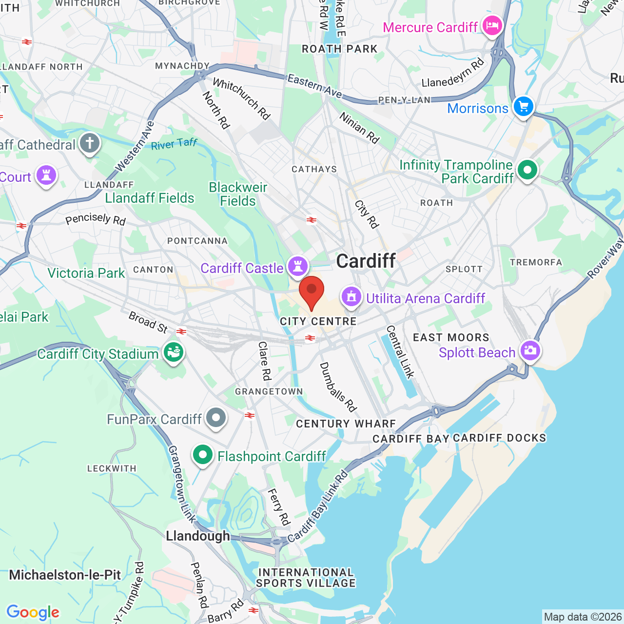 Map showing location of Saint Mary Street, Cardiff, United Kingdom, CF10 1DX