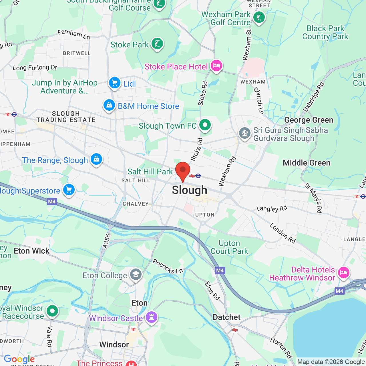 Map showing location of Slough, United Kingdom, SL