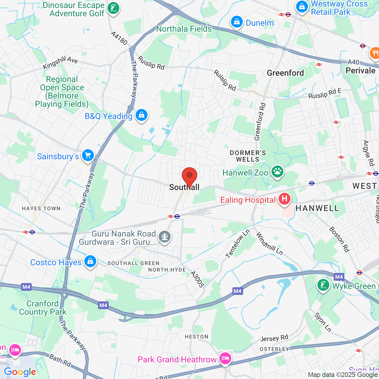 Map showing location of 44, High Street, Southall, United Kingdom, UB1 3DB