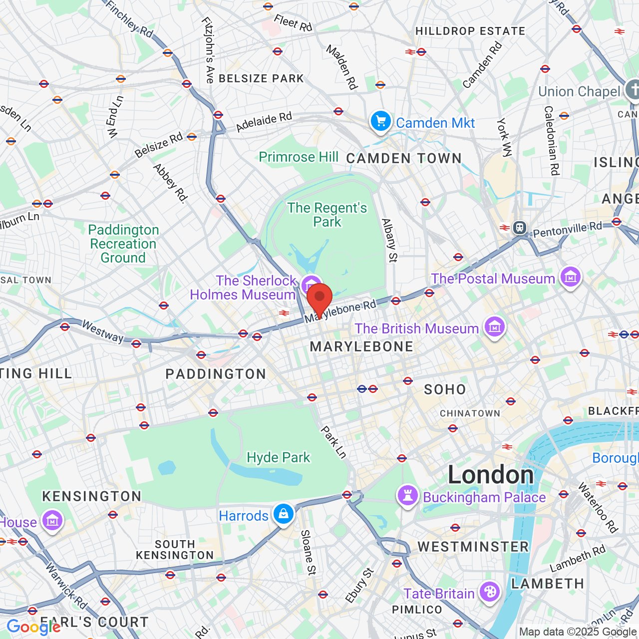 Map showing location of London, United Kingdom, W1U 6TZ