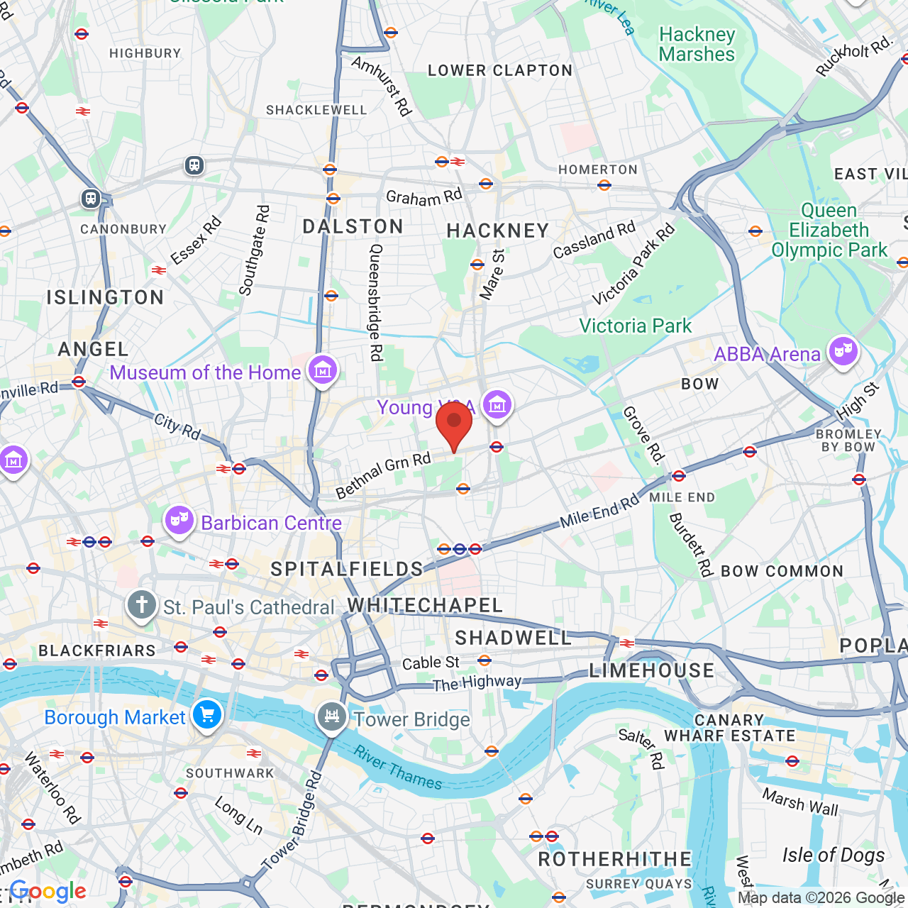 Map showing location of 406, Bethnal Green Road, London, United Kingdom, E2 0DJ