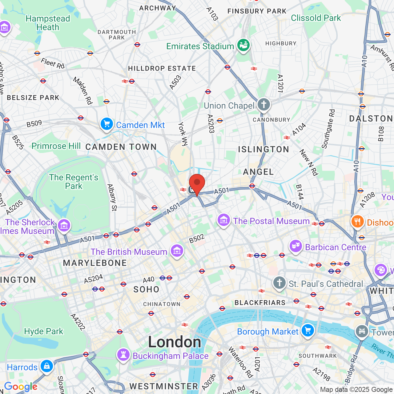 Map showing location of 323, Grays Inn Road, London, United Kingdom, WC1X 8PX