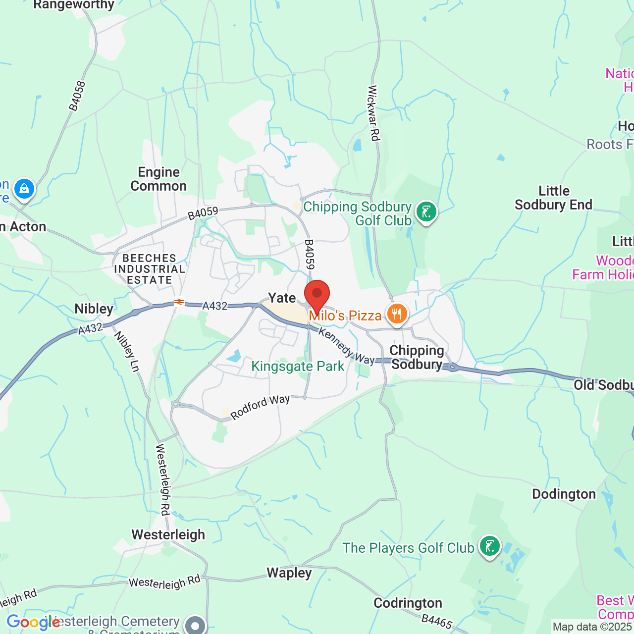 Map showing location of Yate, United Kingdom, BS37 4FT