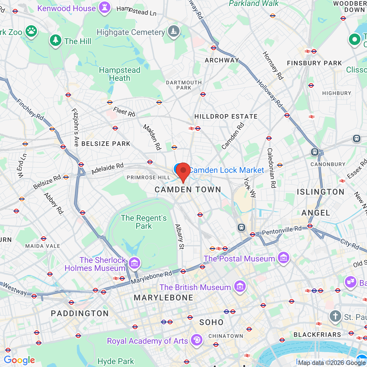 Map showing location of 239, Camden High Street, London, United Kingdom, NW1 7BU