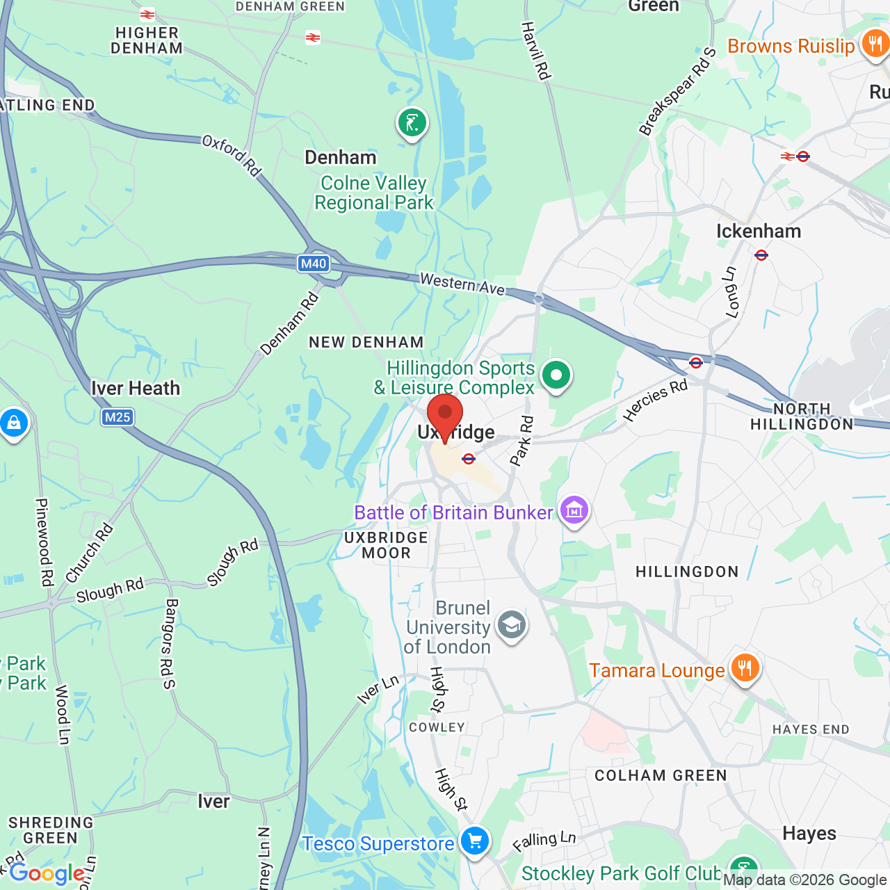 Map showing location of Uxbridge, United Kingdom, UB8 1LN