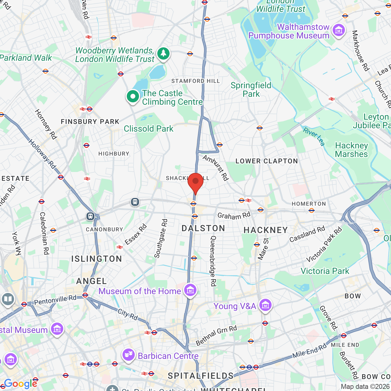 Map showing location of 126, Kingsland High Street, London, United Kingdom, E8 2NS