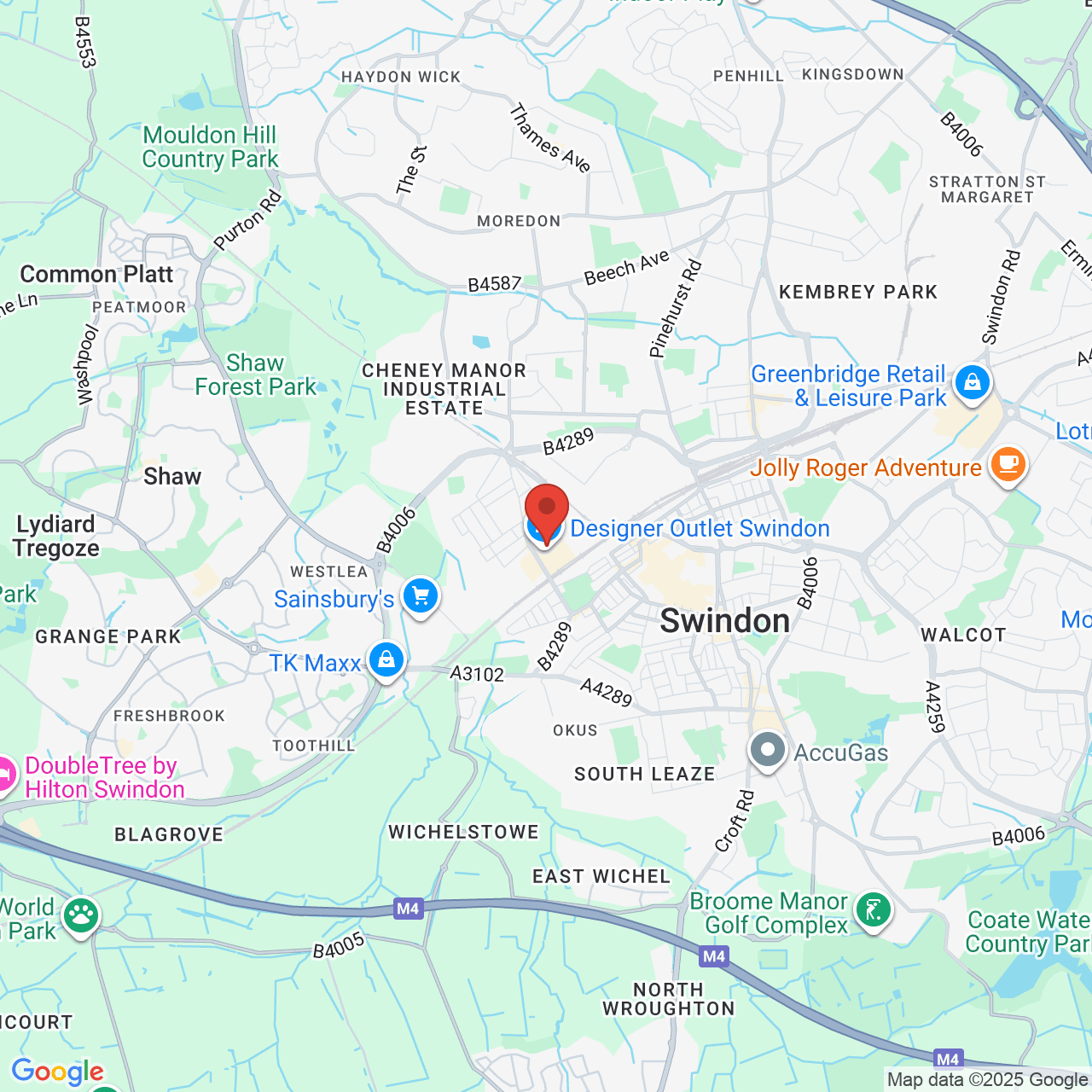 Map showing location of Kemble Drive, Swindon, United Kingdom, SN2 2DY