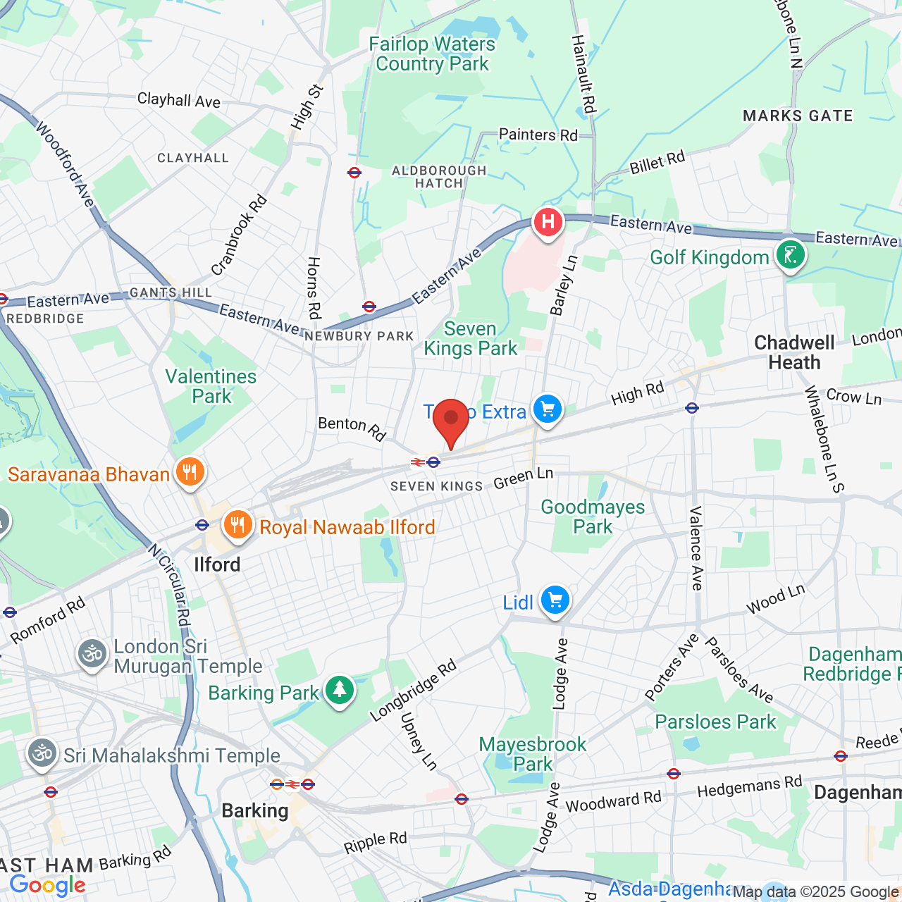 Map showing location of 687, High Road, Seven Kings, United Kingdom, IG3 8RQ
