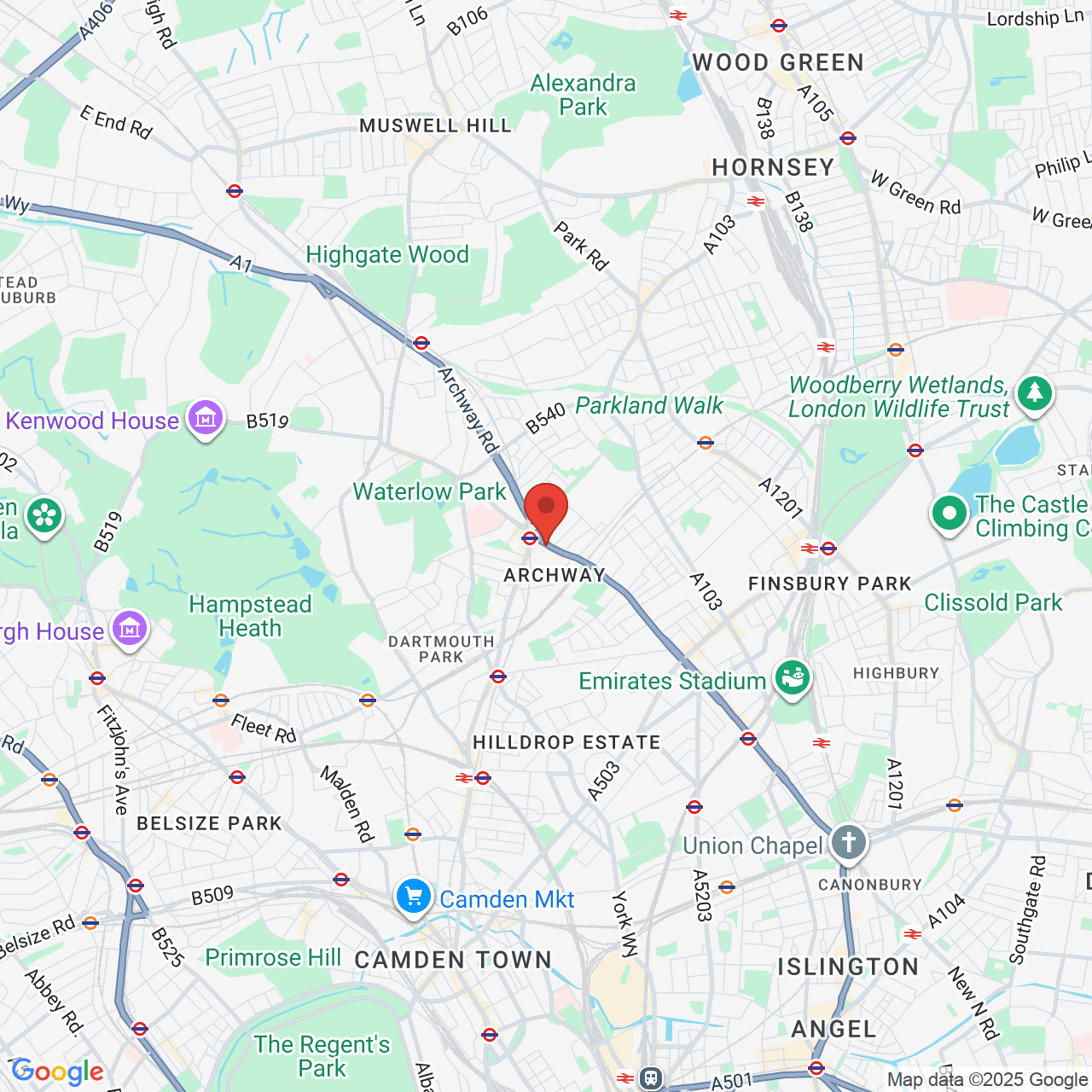 Map showing location of 667, Holloway Road, London, United Kingdom, N19 5SE