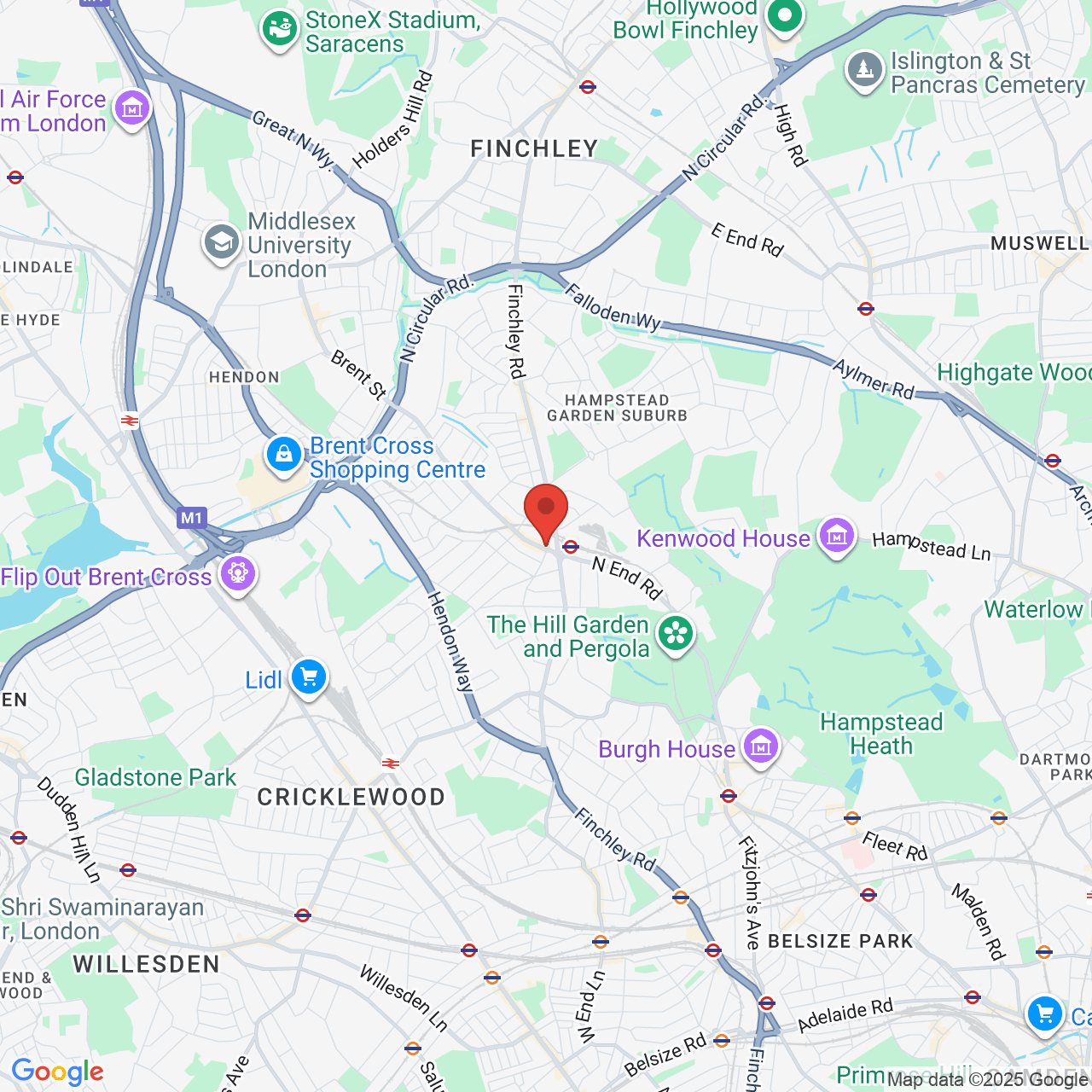 Map showing location of 14, Golders Green Road, London, United Kingdom, NW11 8LL