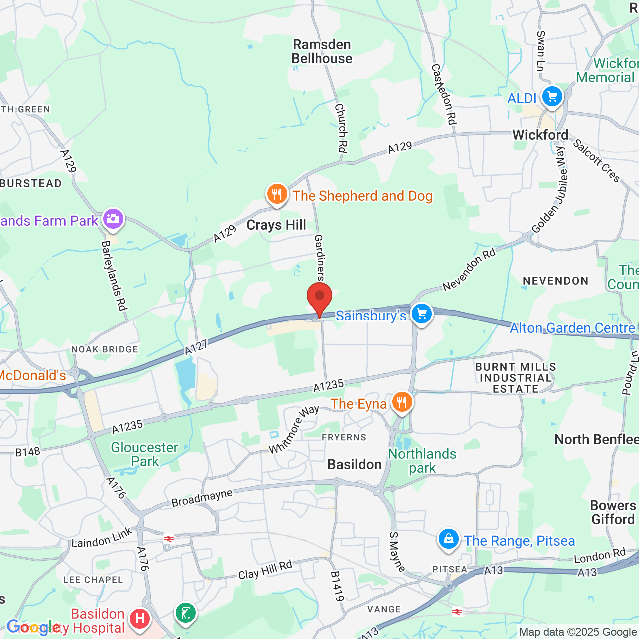 Map showing location of Unit 7, Gardiners Lane North, Basildon, United Kingdom, SS14 3HZ