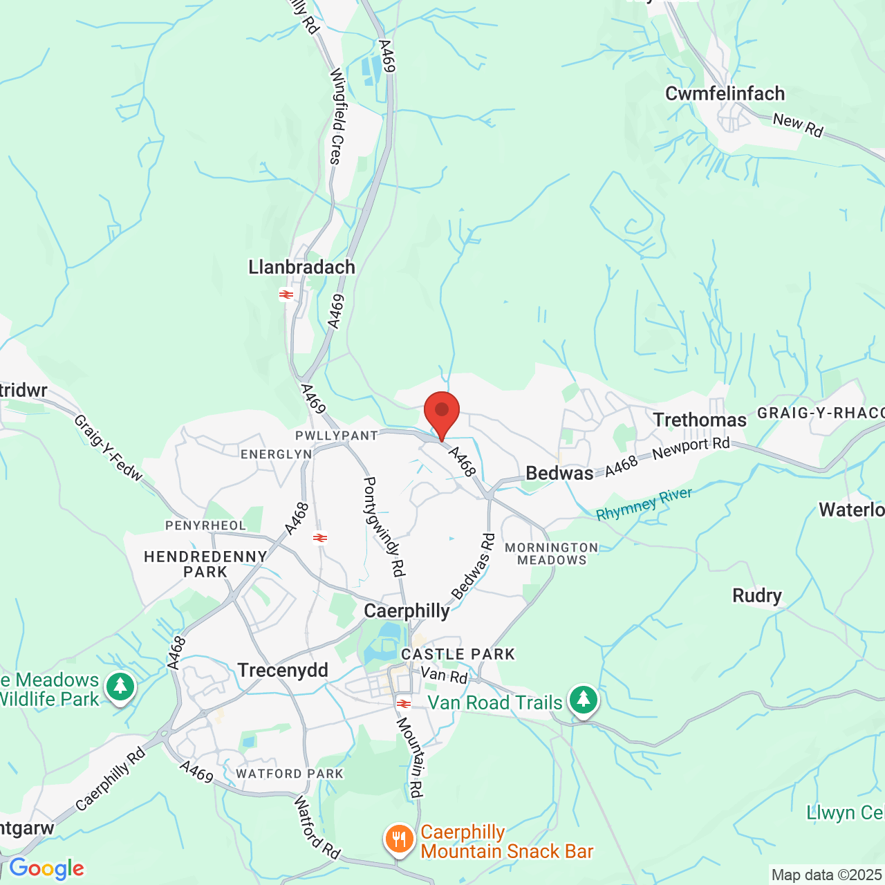 Map showing location of A468, Caerphilly, United Kingdom, CF83 3GX