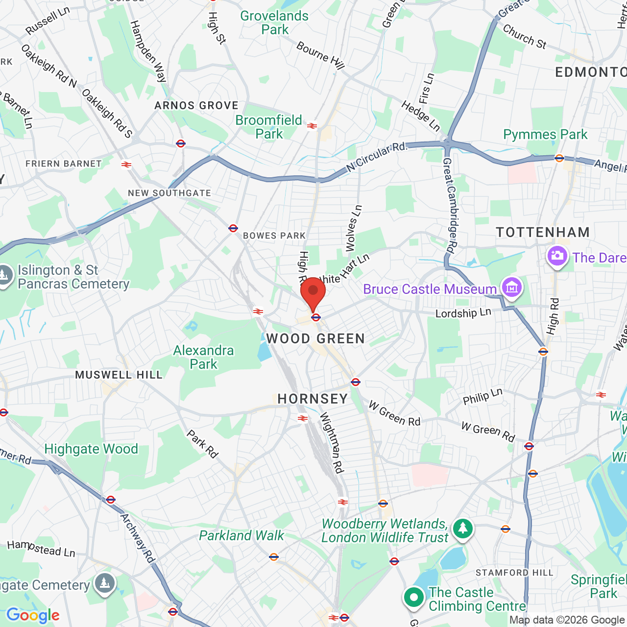 Map showing location of 208, High Road, London, United Kingdom, N22 8HH