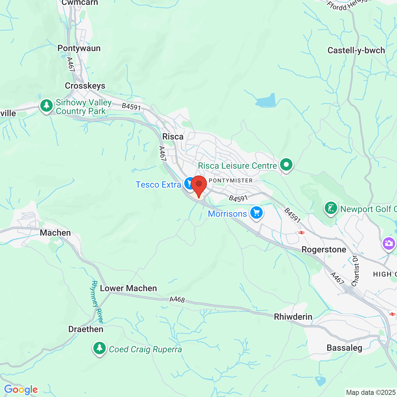 Map showing location of Risca, United Kingdom, NP11 6NP