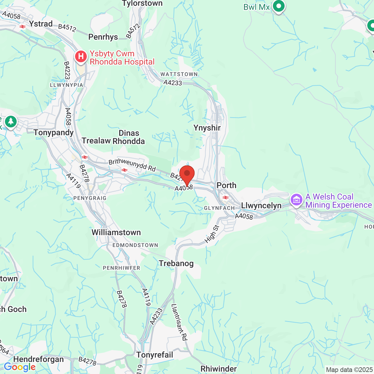 Map showing location of Cymmer Road, Porth, United Kingdom, CF39 9BL