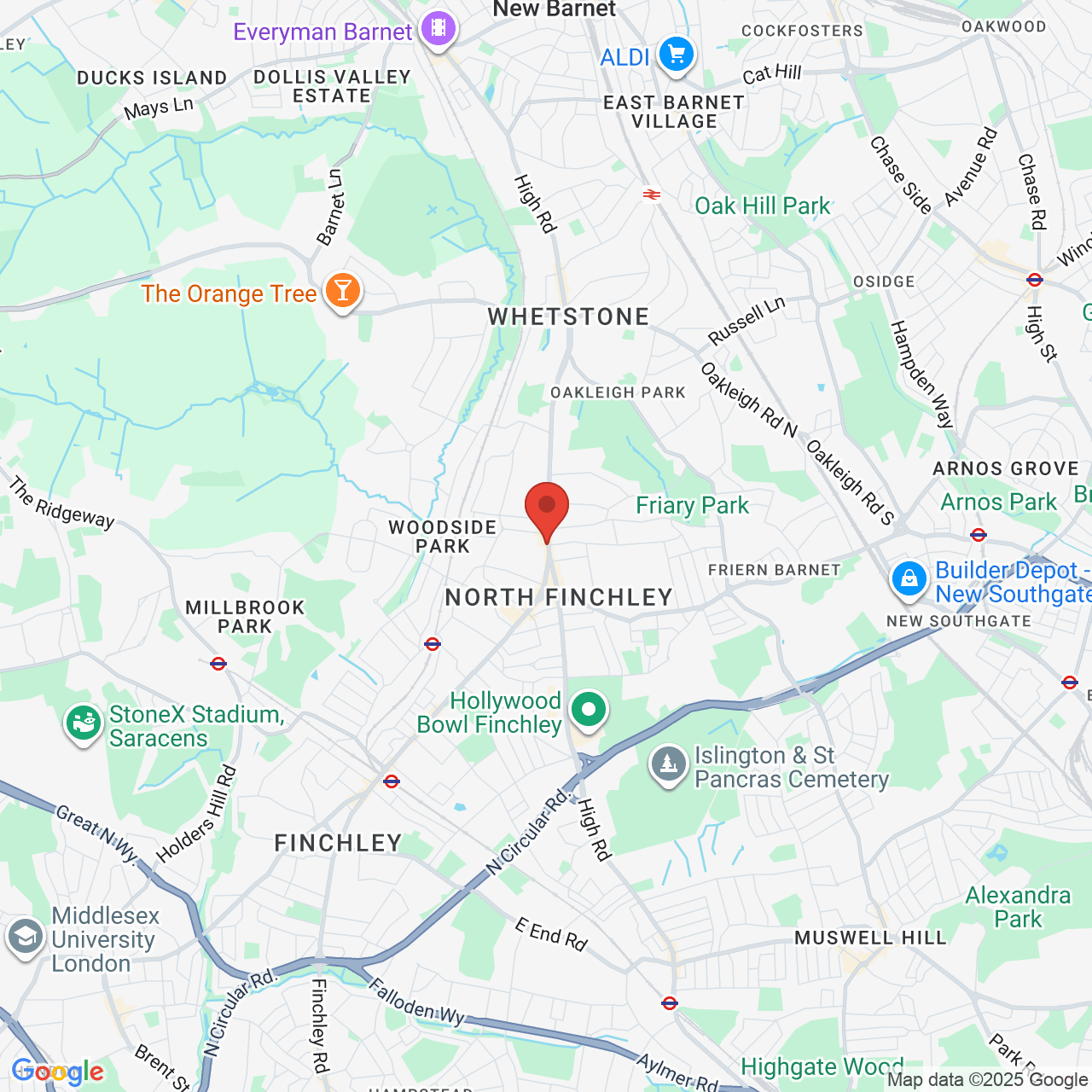 Map showing location of 793, High Road, London, United Kingdom, N12 8JX