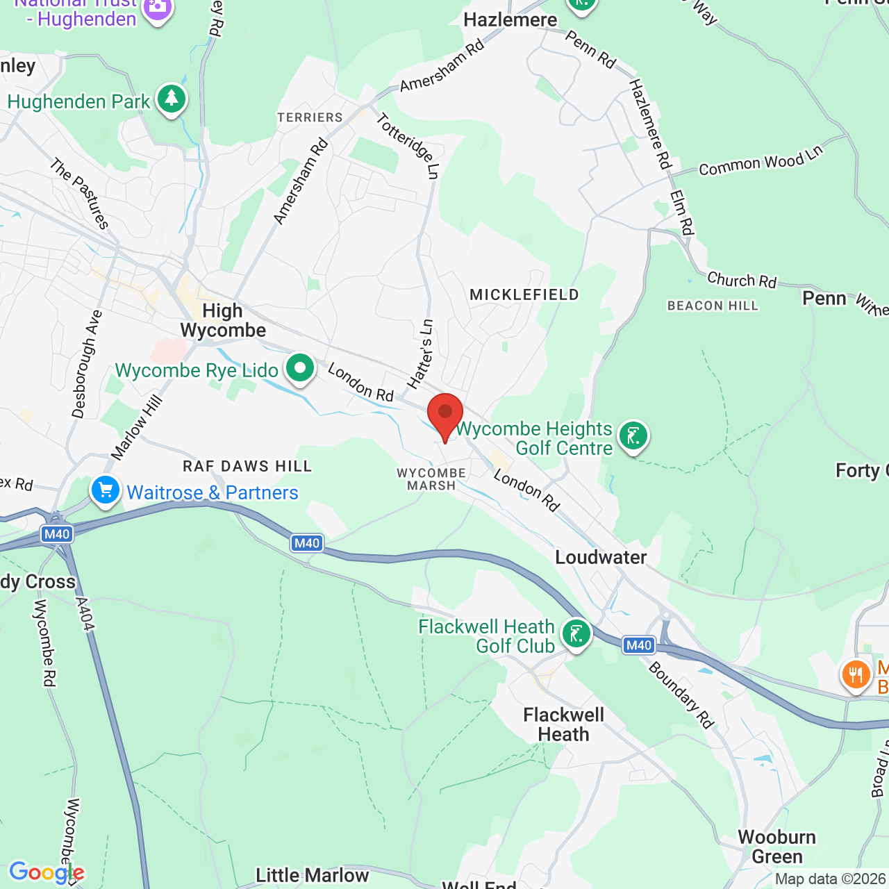 Map showing location of Ryemead Way, High Wycombe, United Kingdom, HP11 1FY