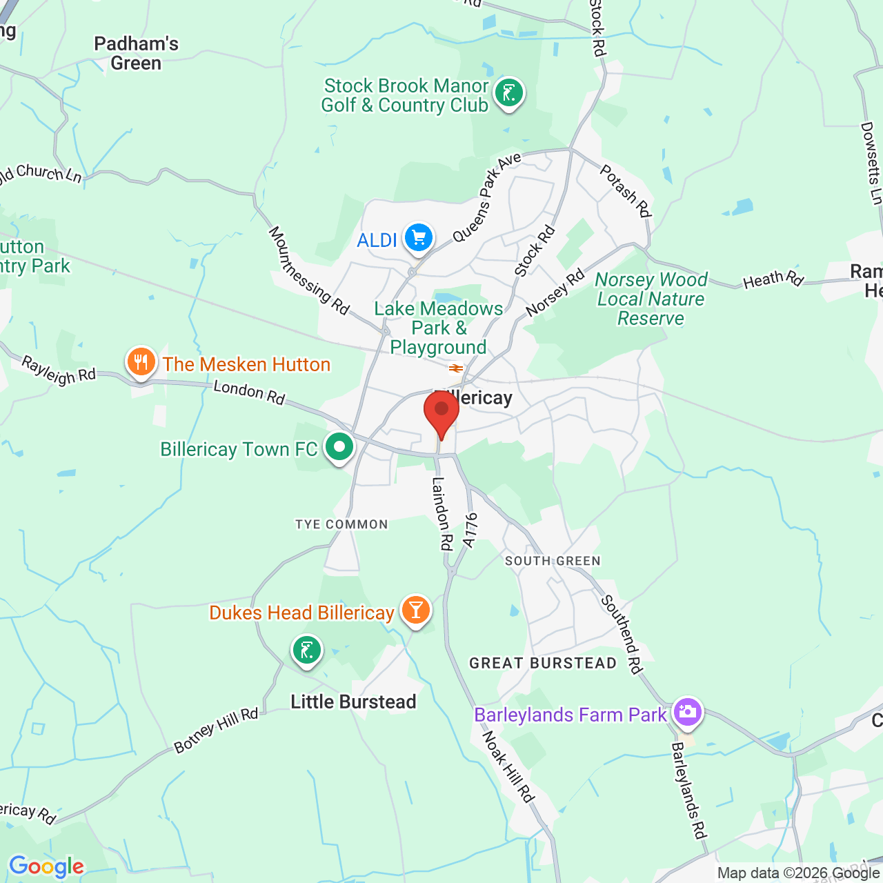 Map showing location of 126, High Street, Billericay, United Kingdom, CM12 9DF