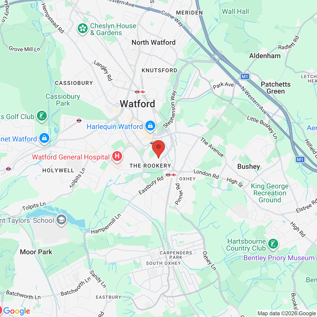 Map showing location of Watford, United Kingdom, WD17 2SF