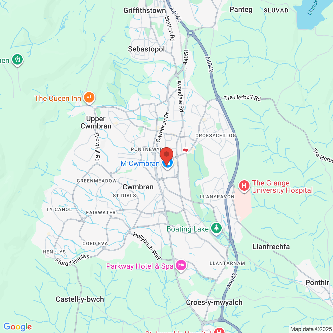 Map showing location of 3, General Rees Square, Cwmbran, United Kingdom, NP44 1AH