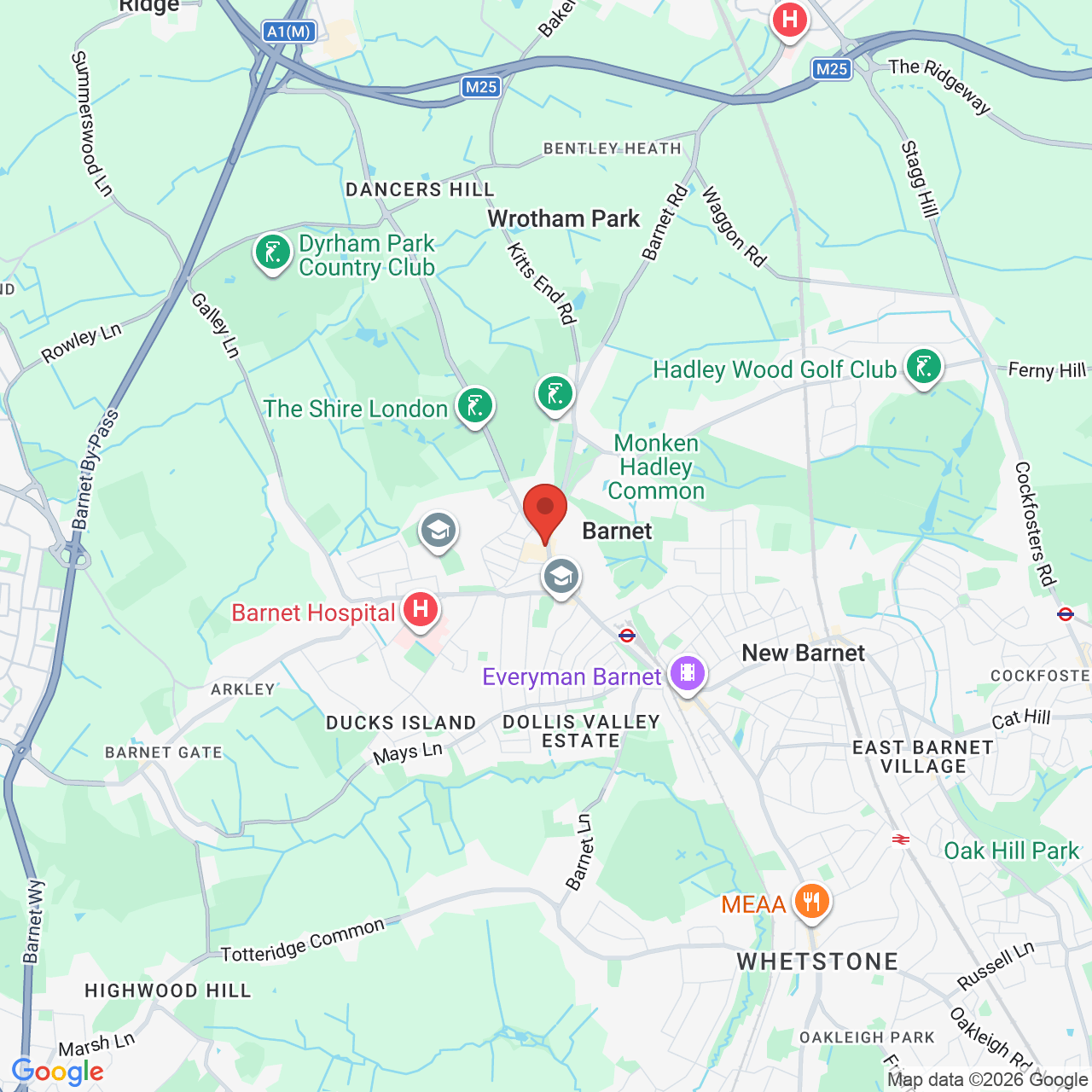 Map showing location of 133-135, High Street, Barnet, United Kingdom, EN5 5UZ