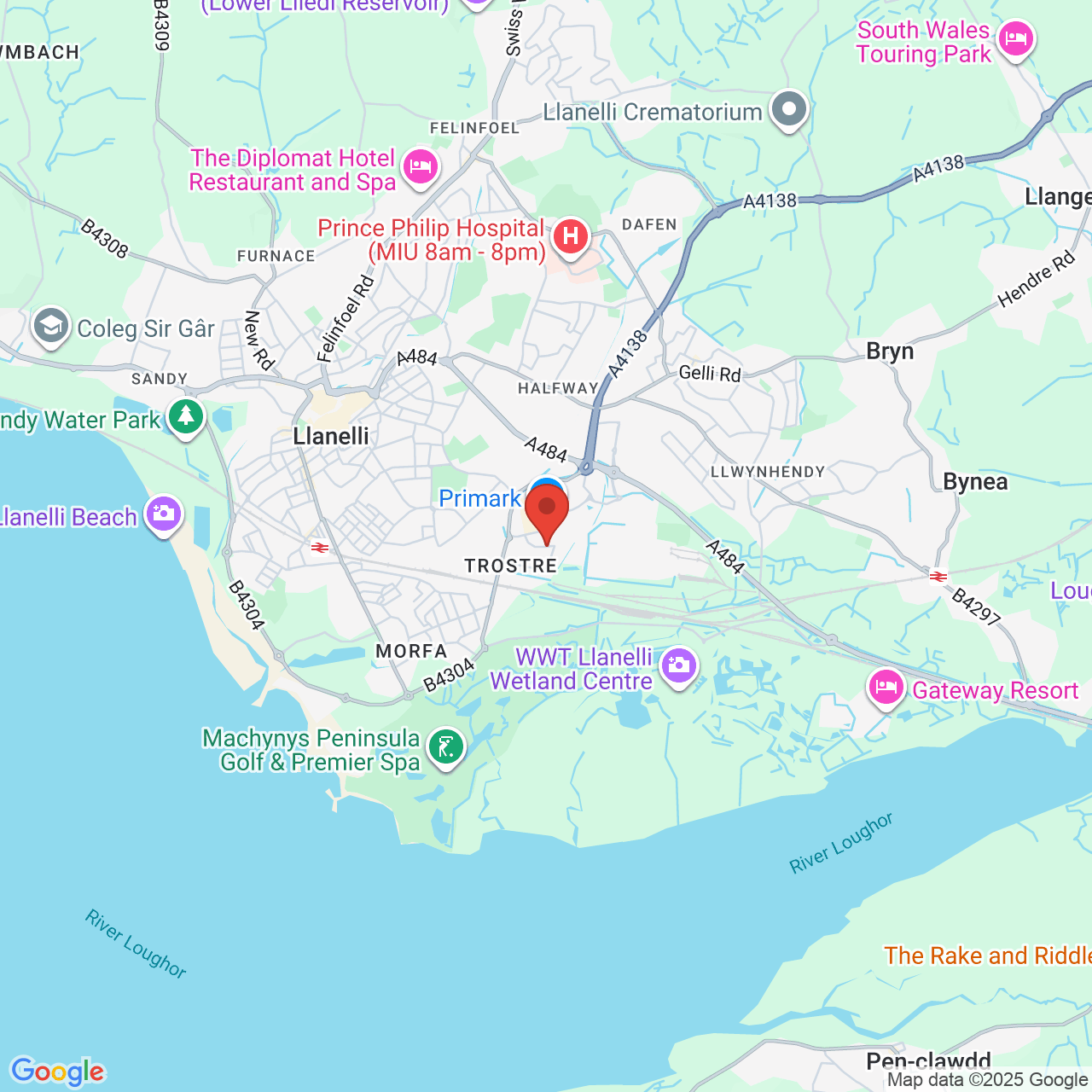Map showing location of North Avenue, Llanelli, United Kingdom, SA14