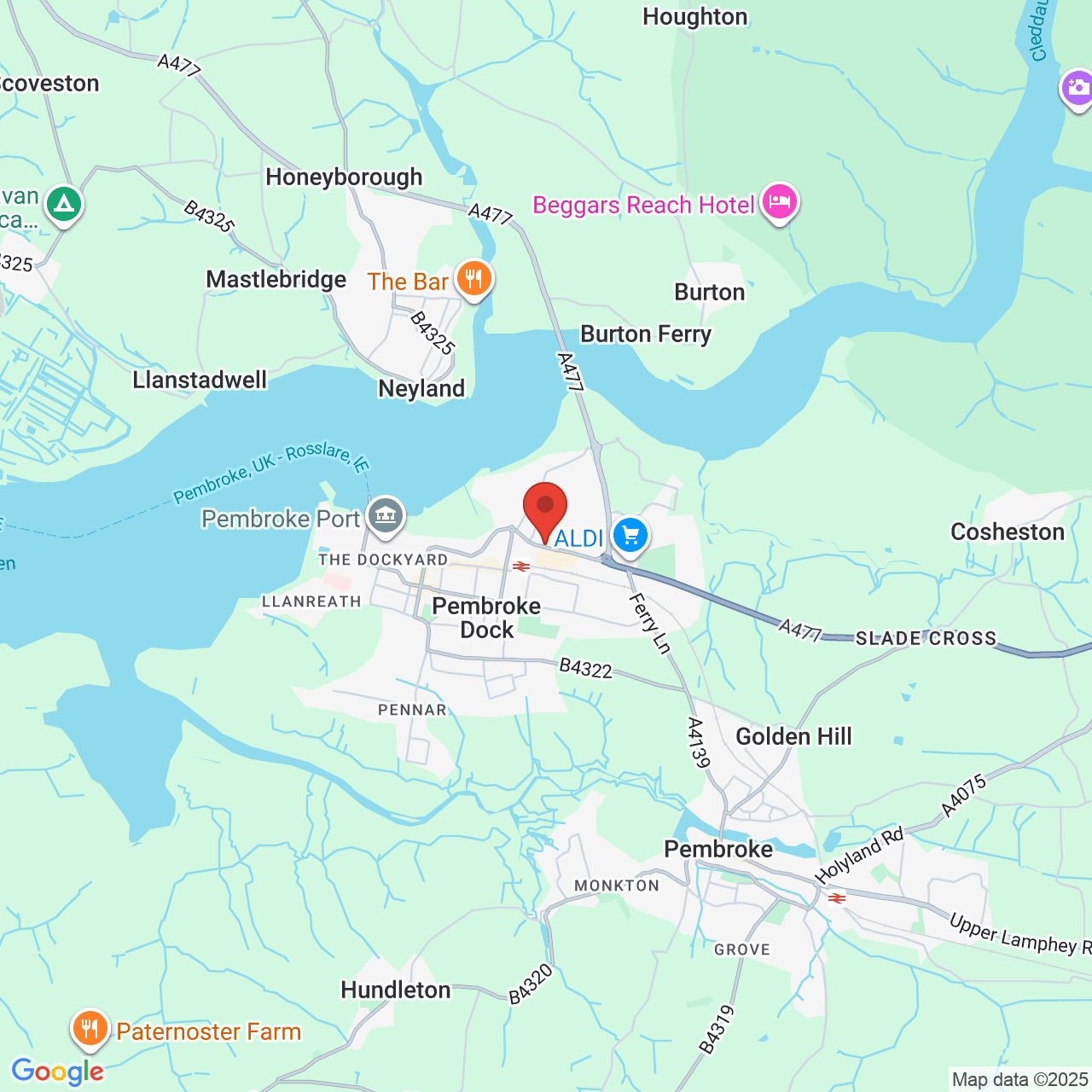 Map showing location of London Road, Pembroke Dock, United Kingdom, SA72 6DT