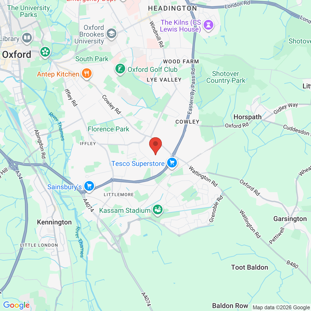Map showing location of Oxford, United Kingdom, OX4