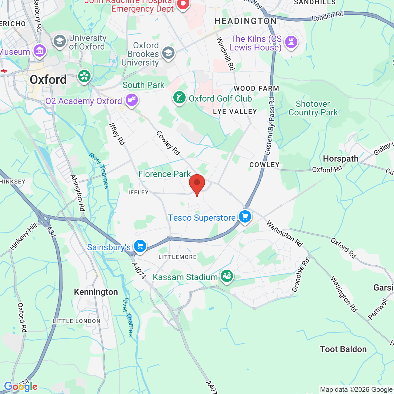 Map showing location of 129 Pond way, Oxford, United Kingdom, OX4 3UZ