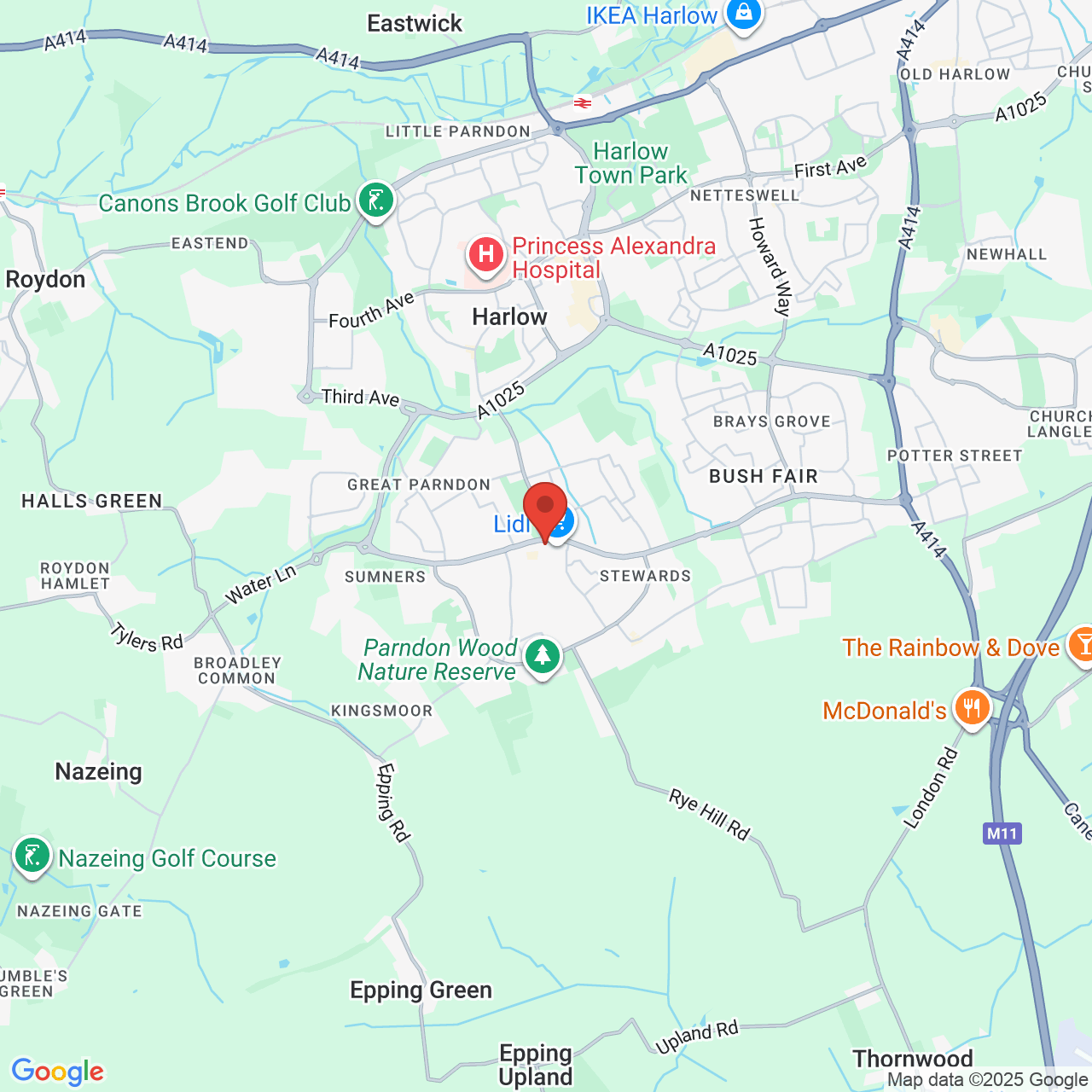 Map showing location of Southern Way, Harlow, United Kingdom, CM18 7PJ