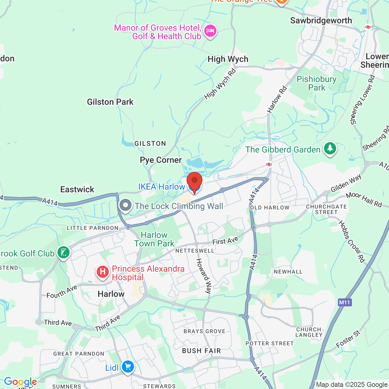Map showing location of Edinburgh Way, Harlow, United Kingdom, CM20 2TN