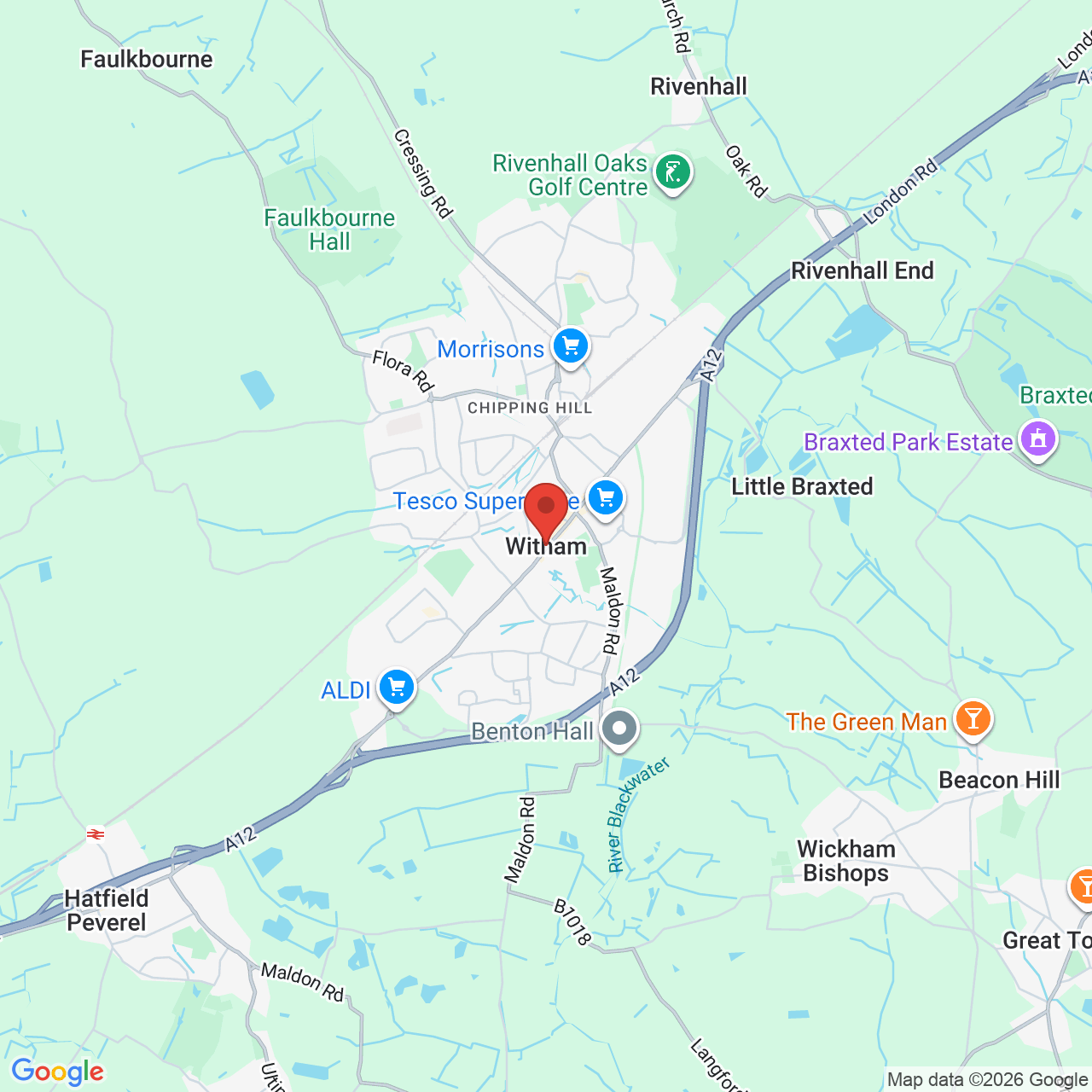 Map showing location of Units 2–3, Griggs Way, Witham, United Kingdom, CM8 1ZR
