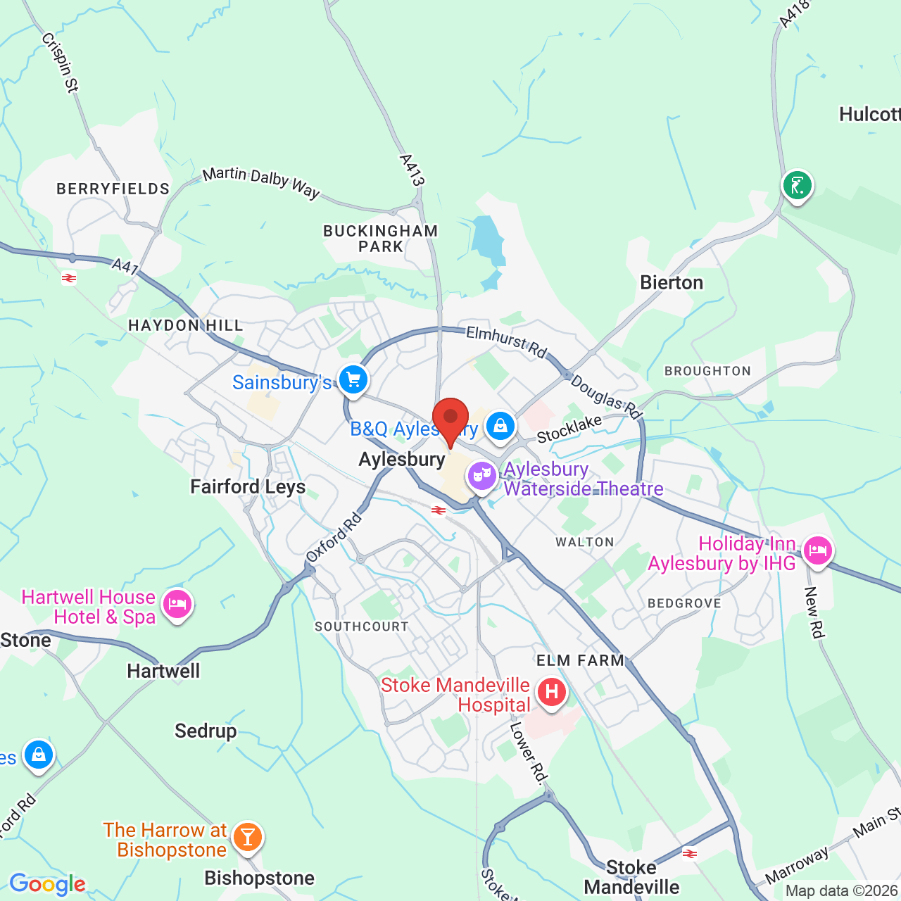 Map showing location of 35, Buckingham Street, Aylesbury, United Kingdom, HP20 2NQ