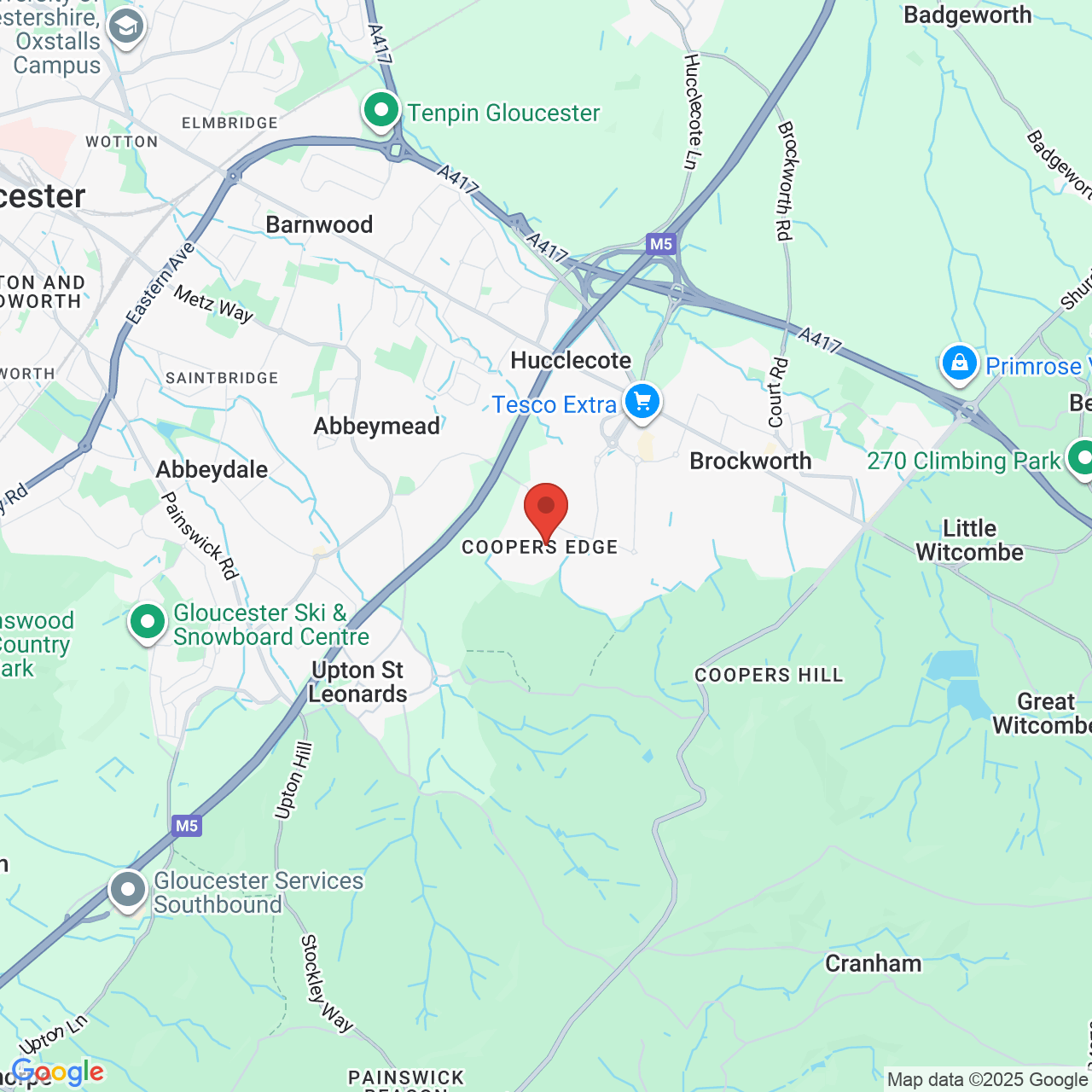 Map showing location of KFC Typhoon Way, Brockworth, United Kingdom, GL3 4FL