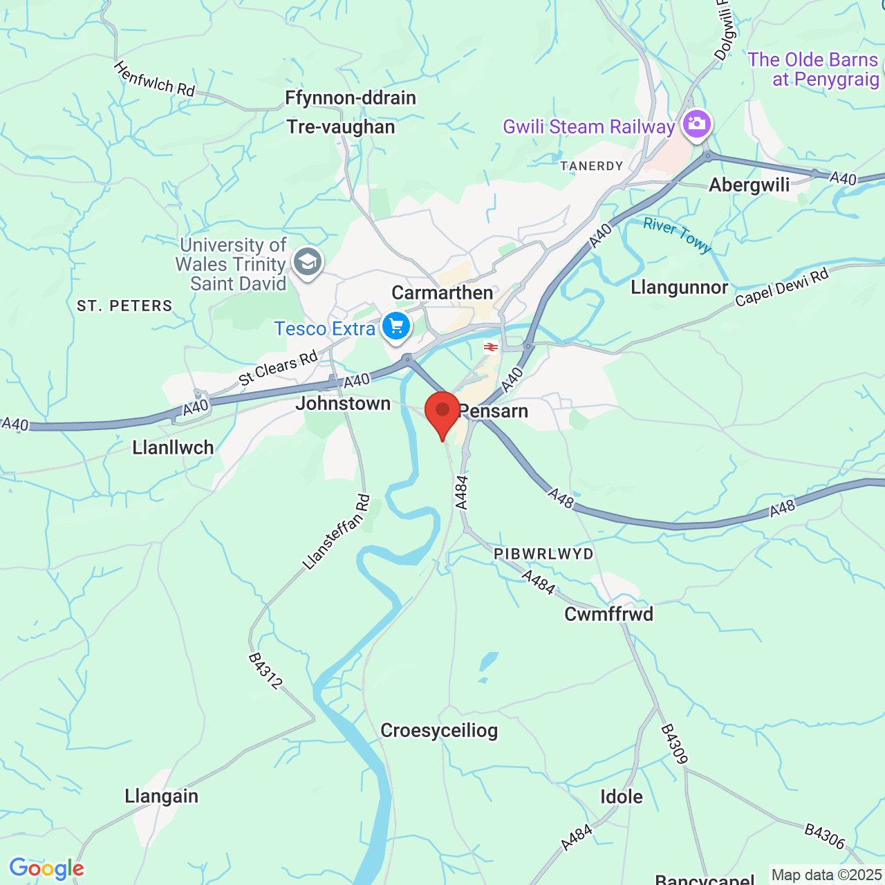 Map showing location of Pensarn, United Kingdom, SA31 2NG