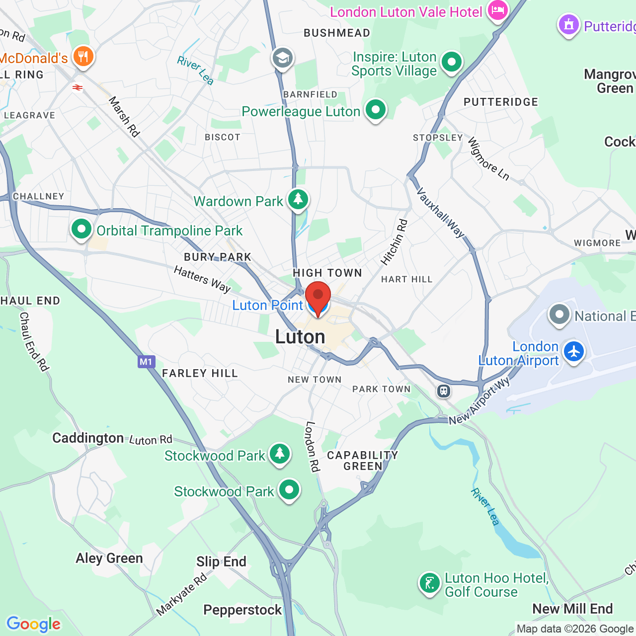 Map showing location of Luton, United Kingdom, LU1 2LJ