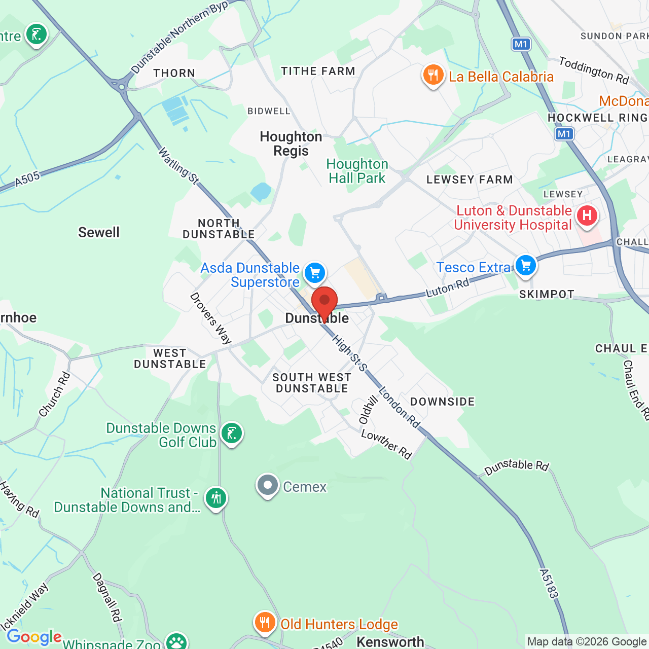 Map showing location of 35, High Street South, Dunstable, United Kingdom, LU6 3RZ