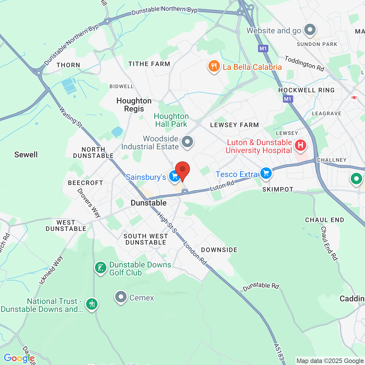 Map showing location of Boscombe Road, Dunstable, United Kingdom, LU5 4SE