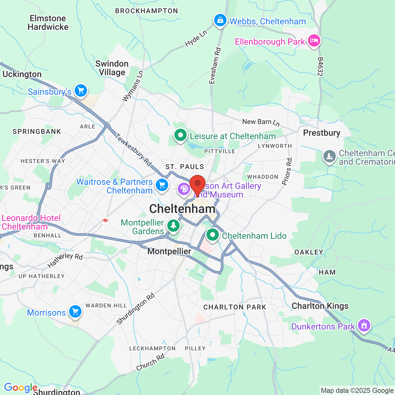 Map showing location of 6-8, Pittville Street, Cheltenham, United Kingdom, GL52 2LJ