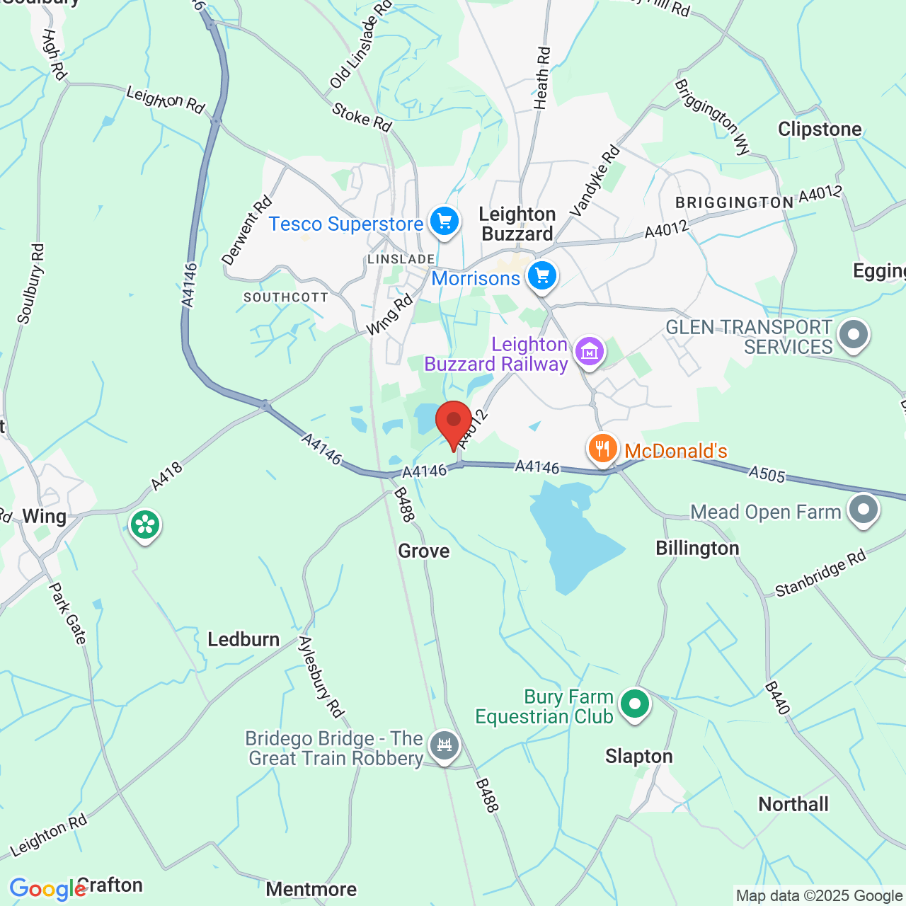 Map showing location of Leighton Buzzard, United Kingdom, LU7 4UX