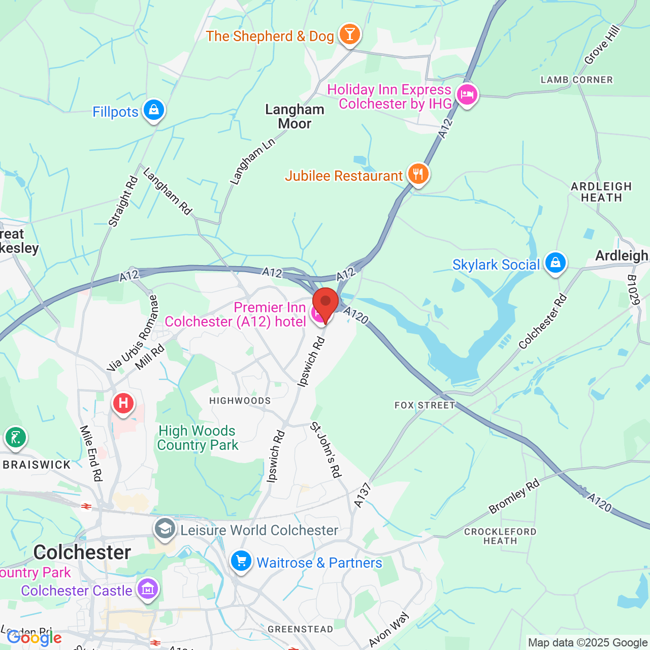 Map showing location of Colchester, United Kingdom, CO4 9WP